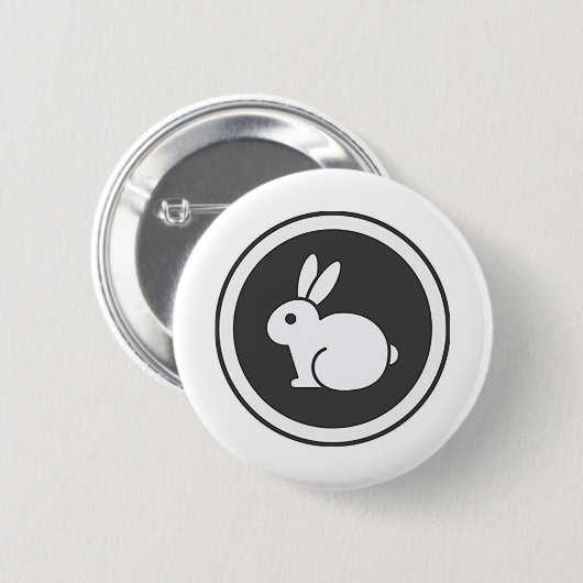 Zwart-wit konijn ronde button 5,7 cm (Voorkant /achterkant)