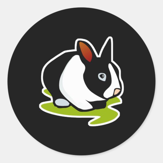 zwart-wit konijn ronde sticker (Voorkant)