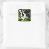 Zwart-Wit Konijn Vierkante Sticker (Tas)