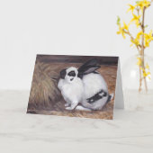 Zwart-wit konijn Wenskaart Kaart (Gele Bloem)