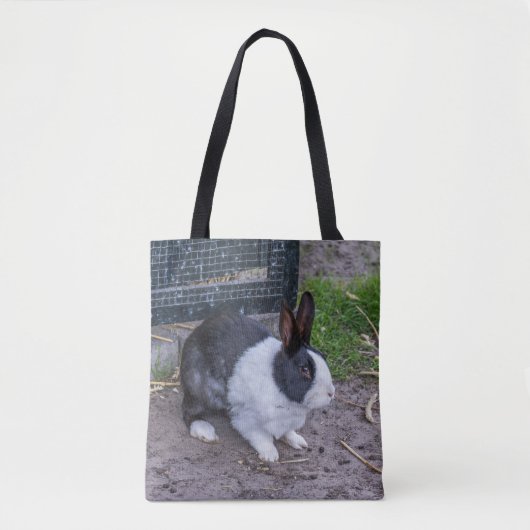 Zwart-wit konijnCanvas tas (Voorkant)