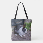 Zwart-wit konijnCanvas tas (Achterkant)