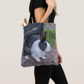 Zwart-wit konijnCanvas tas (Dichtbij)