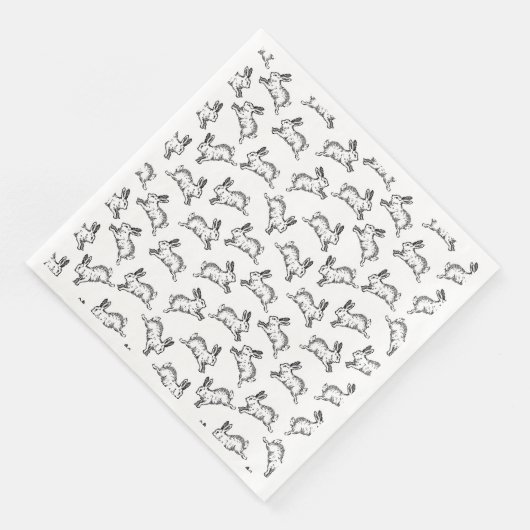 Zwart-wit konijnen servet (Hoek)