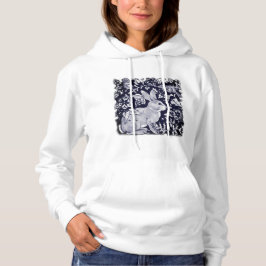 Zwart wit konijnenpatroon Bloemenvogelbos Hoodie