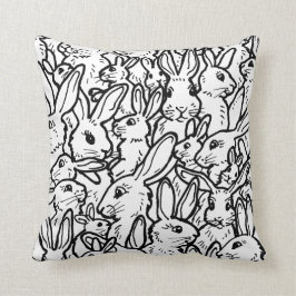 Zwart-wit konijnenvangers en bunny Pattern Kussen