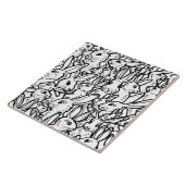 Zwart-wit konijnenvangers en bunny Pattern Tegeltje (Zijkant)