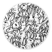 Zwart-wit konijnenvangers keramische knop (Voorkant)