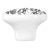 Zwart-wit konijnenvangers keramische knop (Zijkant)