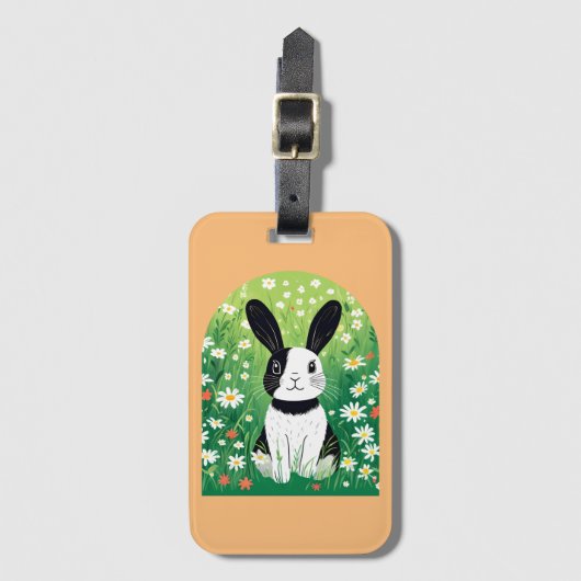 Zwart-wit konijntje Bagagelabel (Voorkant (verticaal))
