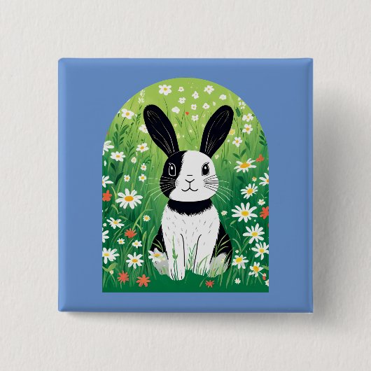 Zwart-wit konijntje Button (Voorkant)