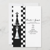 Zwart & Wit Koning Queen Schaak Huwelijk Kaart (Voorkant)
