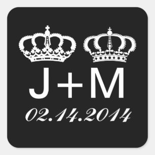 Zwart Wit Koningspaar Bruiloft Favor Stickers