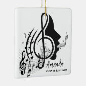 Zwart-wit koor directeur Gift Musical Notes Keramisch Ornament (Rechts)