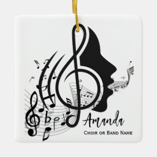 Zwart-wit koordirigent cadeau muzieknoten keramisch ornament