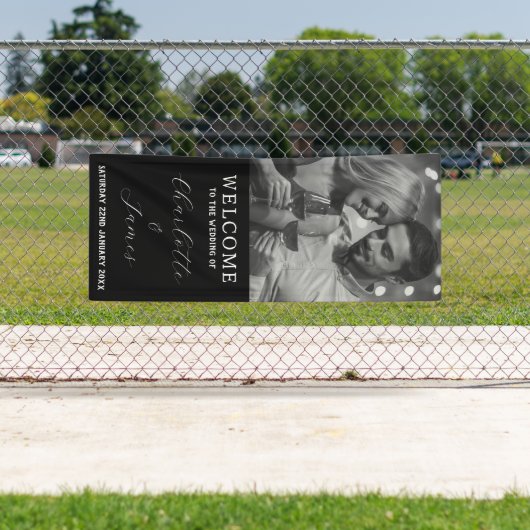 Zwart-wit koppel foto Buiten Huwelijks Welkom Spandoek (Insitu)