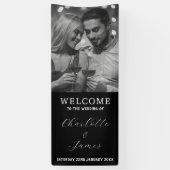 Zwart-wit koppel foto Buiten Huwelijks Welkom Spandoek (Verticaal)