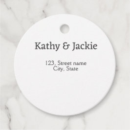 Zwart-wit koppel naam adres stad staat eenvoudig  bedankjes labels