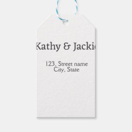 Zwart wit koppel naam adres stad staat eenvoudig  cadeaulabel