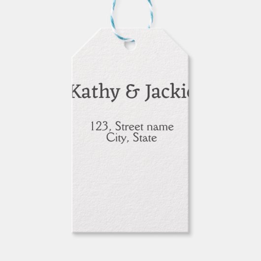 Zwart wit koppel naam adres stad staat eenvoudig  cadeaulabel (Voorkant)