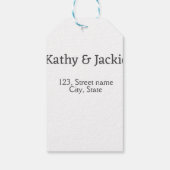 Zwart wit koppel naam adres stad staat eenvoudig  cadeaulabel (Achterkant)