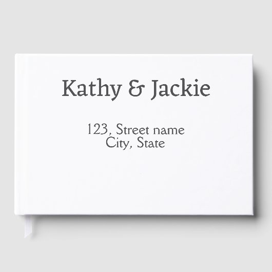 Zwart wit koppel naam adres stad staat eenvoudig  gastenboek (Voorkant)