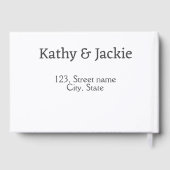 Zwart wit koppel naam adres stad staat eenvoudig  gastenboek (Achterkant)