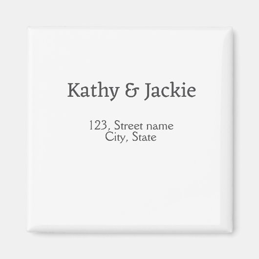 Zwart wit koppel naam adres stad staat eenvoudig  magneet (Voorkant)