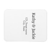 Zwart-wit koppel naam adres stad staat eenvoudig  magneet (Horizontaal)