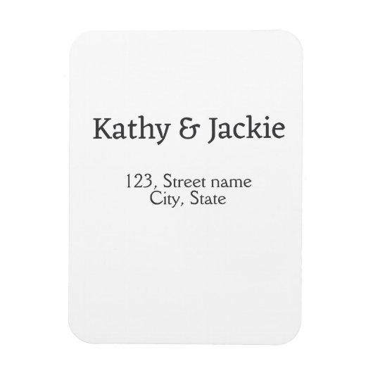 Zwart-wit koppel naam adres stad staat eenvoudig  magneet (Verticaal)