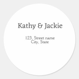 Zwart wit koppel naam adres stad staat eenvoudig  ronde sticker