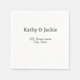 Zwart wit koppel naam adres stad staat eenvoudig  servet
