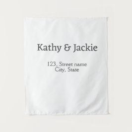 Zwart wit koppel naam adres stad staat eenvoudig  wandkleed