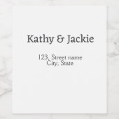 Zwart wit koppel naam adres stad staat eenvoudig wijn etiket (Enkel label)