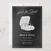 Zwart-wit koppel ring save the date (Voorkant)