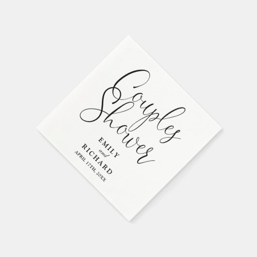 Zwart-wit koppels bruids bruiloft douche servet (Hoek)