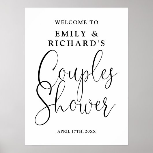 Zwart-wit koppels Douche Welkomstbord Poster (Voorkant)