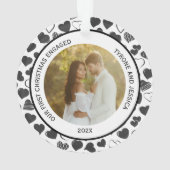 Zwart-wit koppels eerste kerstmis verloofd ornament (achterkant)