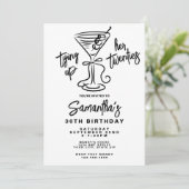 Zwart-wit koppelt haar twintiger 30e verjaardag kaart (Staand voorkant)
