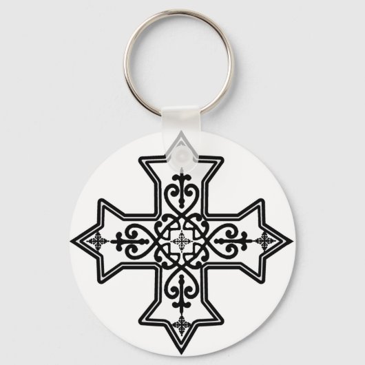 Zwart-wit, koptisch kruis sleutelhanger (Voorkant)