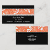 Zwart, wit koraal bloemige rand visitekaartje (Voorkant / Achterkant)