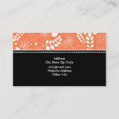 Zwart, wit koraal bloemige rand visitekaartje (Achterkant)