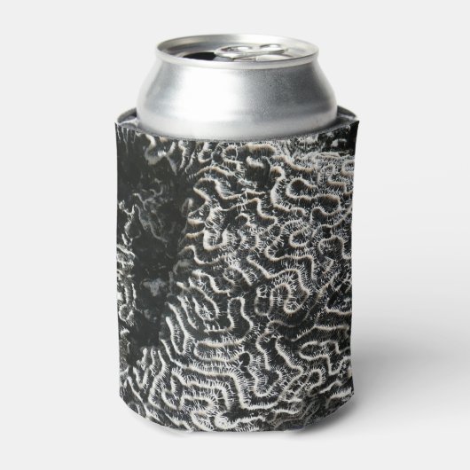 Zwart-wit koraal I Abstracte Natuur Foto Blikjeskoeler (Blikje Voorkant)