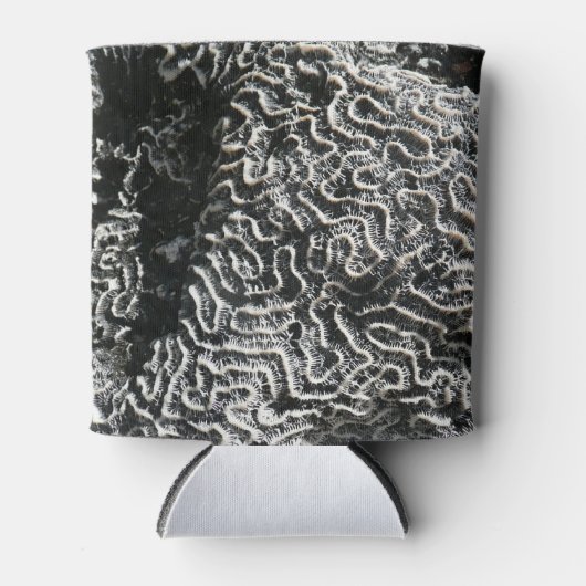 Zwart-wit koraal I Abstracte Natuur Foto Blikjeskoeler (Voorkant)