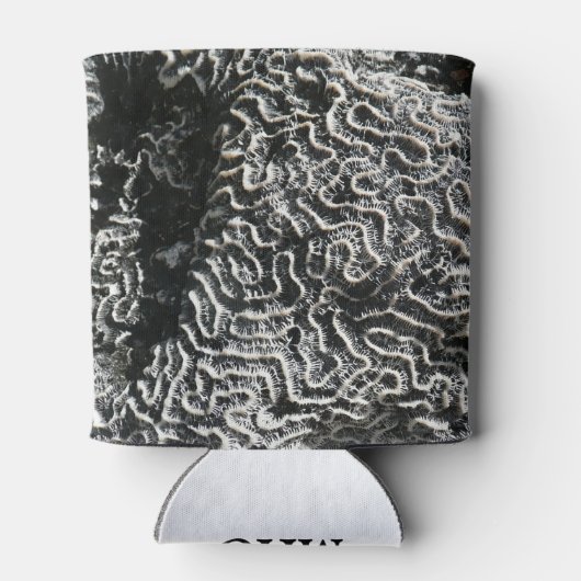 Zwart-wit koraal I Abstracte Natuur Foto Blikjeskoeler (Achterkant)