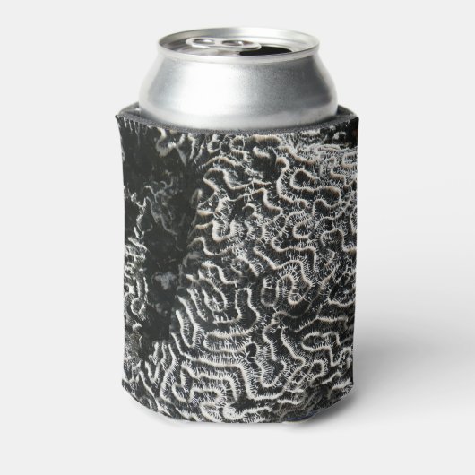 Zwart-wit koraal I Abstracte Natuur Foto Blikjeskoeler (Blikje Achterkant)