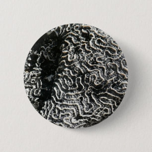 Zwart-wit koraal I Abstracte Natuur Foto Ronde Button 5,7 Cm