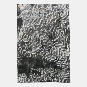 Zwart-wit koraal I Abstracte natuurfoto Theedoek