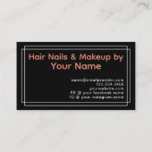 Zwart wit koraal perzik poeder blush make-up kunst visitekaartje (Achterkant)