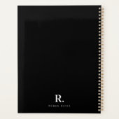 Zwart Wit Kordate Stip Monogram Moderne Minimalist Planner (Achterkant)